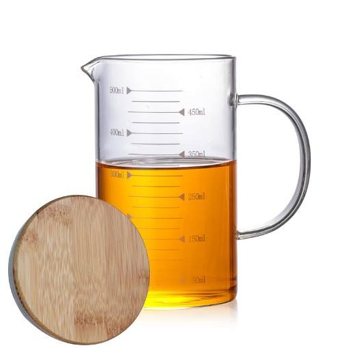 350ml/500ml/1000ml Kitchen High Temperature Resistant Glass Mug With White Measurements Glass Cup