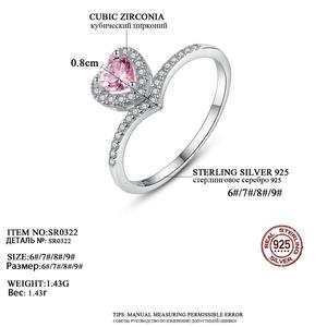 CZCITY Dell'argento Sterlina 925 Dei Monili di Colore Rosa del Cuore del Diamante di Pietra <span class=keywords><strong>Morgan</strong></span> Donne Nuziale Anello di Fidanzamento - Product Image 2