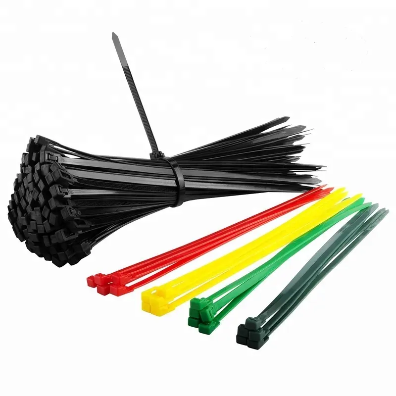 Fixation de câble colorée en Nylon 66, ajustable, résistante à la chaleur, auto-verrouillage, colorée
