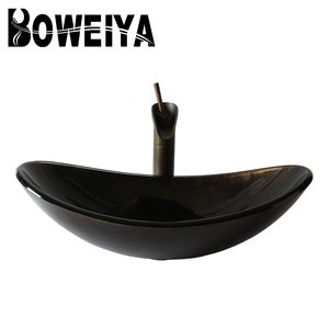 Colore scuro pittura a mano lavabo a forma di barca lavandino con rubinetto cromato - Product Image 4