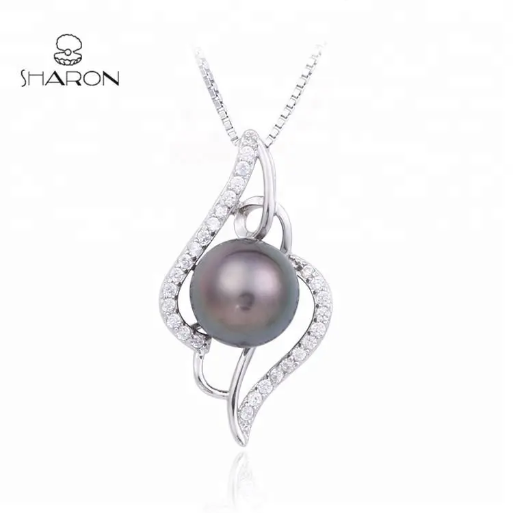 Abstract Lines Freshwater Pearl Pendant Mounting Sterling Silver Charms