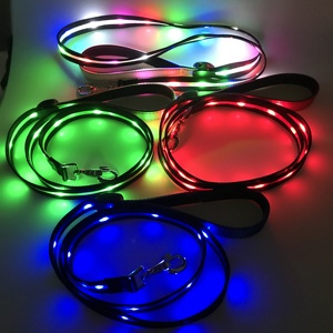 Correa LED para perros más vendida, correa para perros de nailon brillante USB con patrón sólido y focos en ambos lados para paseos nocturnos - Product Image 2