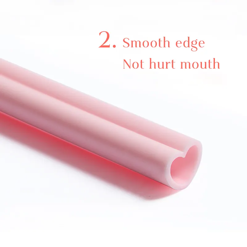 Heart shape Eco-friendly straw Reusable Foldable straw Silicone straw