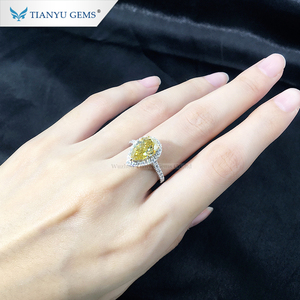 Tianyu Tùy Chỉnh 14K/18K Vàng Trắng Nhẫn 7*11Mm Lê Đá Vụn Cut Vàng Đính Hôn Moissanite Cưới Lady Vòng - Product Image 5