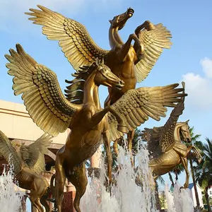 Escultura de cavalo voador de bronze personalizado, decoração de jardim de alta qualidade