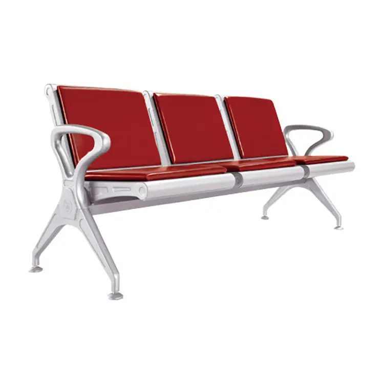 Chaises d'hôteurs rouges en acier inoxydable, chaises populaires pour salle d'attente, 12 pièces
