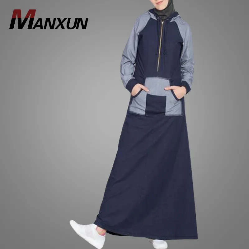 Stijlvolle Capuchon Sport Abaya Jersey Maxi Jurk Islamitische Kleding Moslim Vrouwen Jalabiya Dubai Abaya