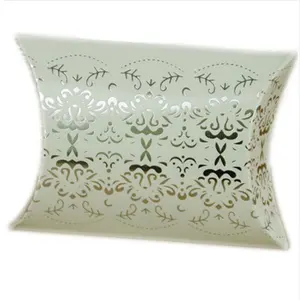 gold and silver stamping small paper pillow wedding candy box