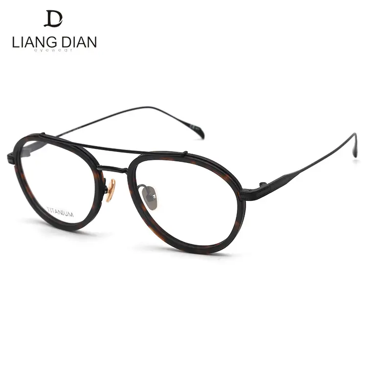 High-end Handmade Eyewear Titanium Optical Frames Double Bridge Eyeglasses