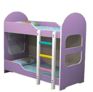 新设计低价格彩色面板 MDF 木制阁楼双层床儿童双层床为幼儿园家具