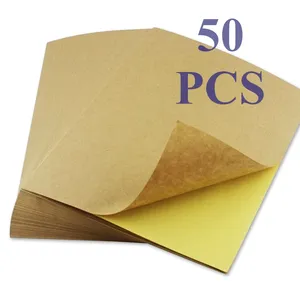 A4 Kraft impressão de etiquetas de Papel etiquetas para Laser/impressora Jato de tinta, 50 10sheets/Pack, auto papel Adesivo forte de cola Permanente