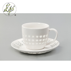 China pequeño hueco blanco tazas de café espresso y platillo conjunto - Product Image 3
