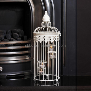 Toptan <span class=keywords><strong>shabby</strong></span> <span class=keywords><strong>chic</strong></span> krem beyaz metal tel kuş kafesi adak tealight mumluk ev dekor - Product Image 2
