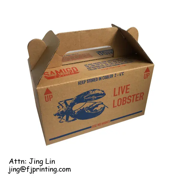 पोर्टेबल और foldable खाद्य पैकिंग लॉबस्टर दूर ले नालीदार गत्ता बॉक्स
