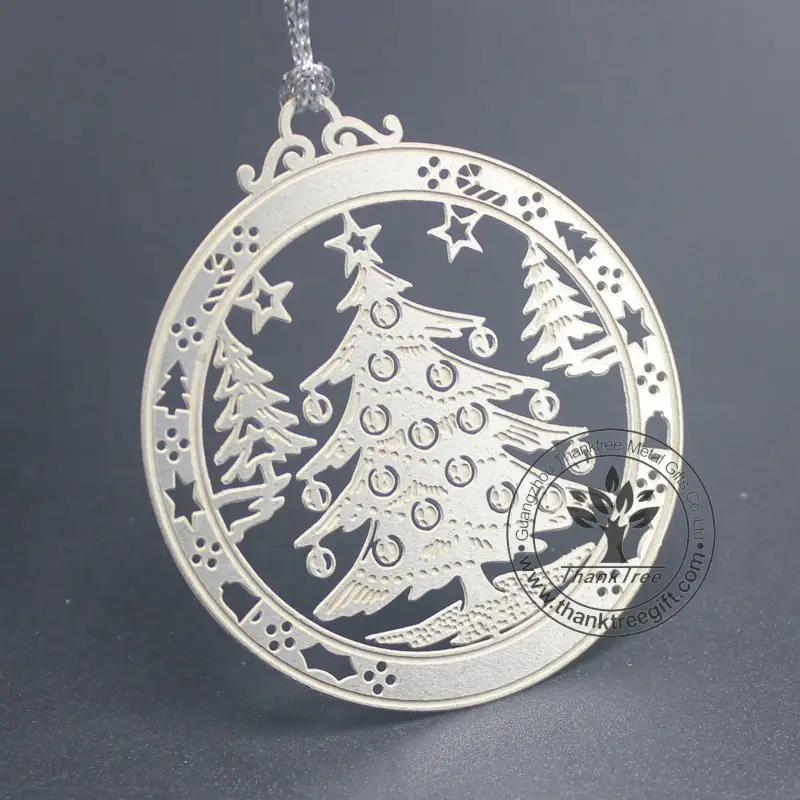 Holiday gift metal Christmas tree laser cutting silver stainless steel ornament