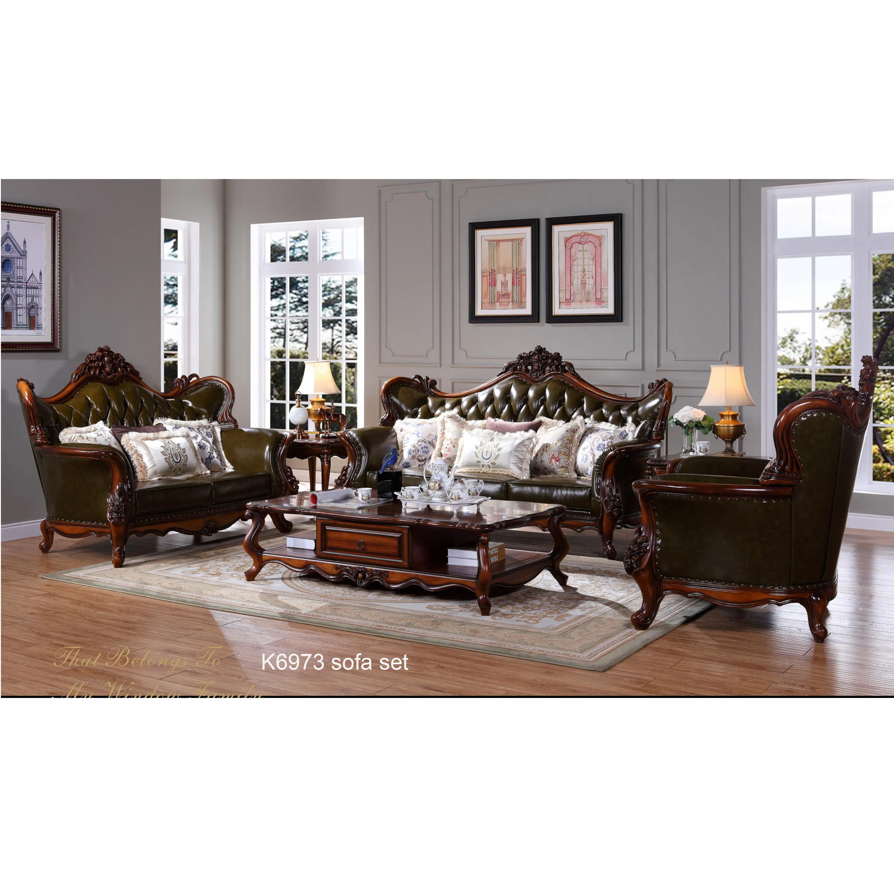 K6973 Antique rustic genuine leather 2021 best selling good price sectionals and love seat living room sofa set