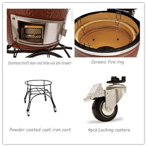 24 " de cerámica Kamado <span class=keywords><strong>barbacoa</strong></span> de <span class=keywords><strong>carbón</strong></span> de <span class=keywords><strong>barbacoa</strong></span> parrillas recortar con con <span class=keywords><strong>ruedas</strong></span> para interior y exterior de cocina - Product Image 6