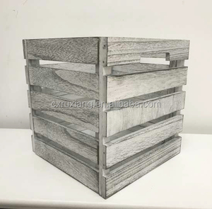 Vintage foldable wood fruit vegetable crate storage box