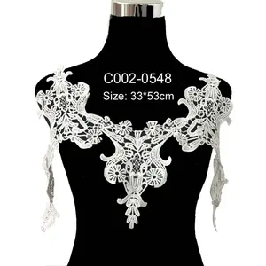 fashion milk silk polyester garment collar pearl beads rhinestone decorated embroidery necklace collar lace for women