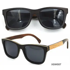Деревянные солнцезащитные очки с пружинными петлями двойного цвета для мужчин и женщин стильные поляризованные очки
