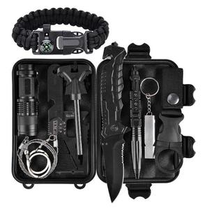 Portátil 11 en 1 <span class=keywords><strong>Kit</strong></span> de <span class=keywords><strong>supervivencia</strong></span> para acampar de emergencia al aire libre con sierra de alambre Linterna Pluma táctica para senderismo Caza - Product Image 1