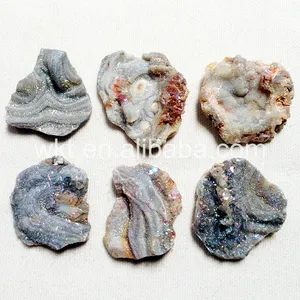 WT-G131ขายส่งธรรมชาติมุม Druzy <span class=keywords><strong>Agate</strong></span> หินสำหรับเครื่องประดับขนาด30-40มม. - Product Image 1