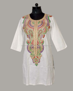 Últimas señoras Kurtis estilo occidental ropa de fiesta Tops de algodón con túnica bordada fabricada y suministrada por la mejor marca - Product Image 1