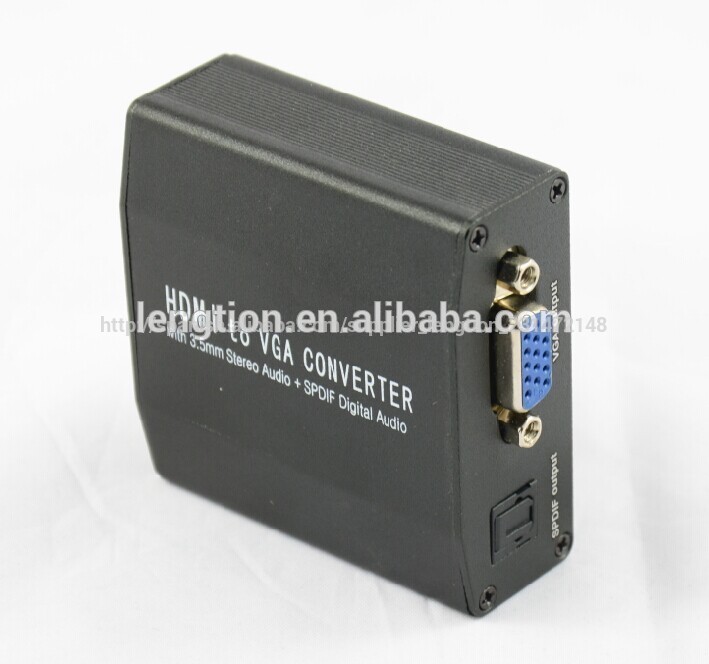 Hdmi a vga convertidor de 5.1 con canal de alta fidelidad de audio adaptador para televisión de alta definición pc dvd lcd y crt