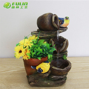 Statue de pots d'oiseaux en résine, <span class=keywords><strong>fontaine</strong></span> de cascade d'<span class=keywords><strong>eau</strong></span> intérieure, livraison gratuite - Product Image 1