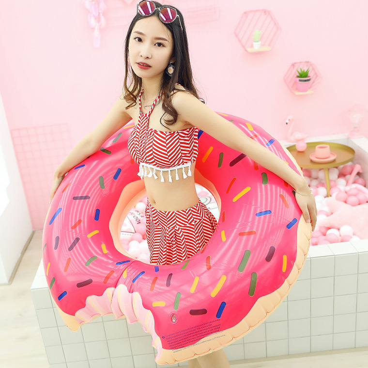 Wholesale donut swim ring 120cm adult oversized thick inflatable swimming ring tube