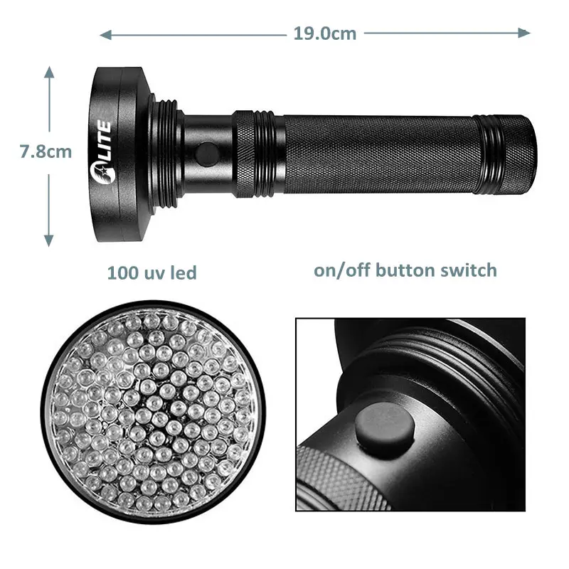 18W 395nmUVブラックライトトーチペット尿スコーピオン検出器100UVLED懐中電灯