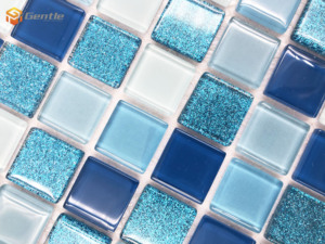 Carrelage de piscine de pulvérisation à froid bleu <span class=keywords><strong>pailleté</strong></span> 4mm carré cristal verre mosaïque tuile pour <span class=keywords><strong>mur</strong></span> - Product Image 5