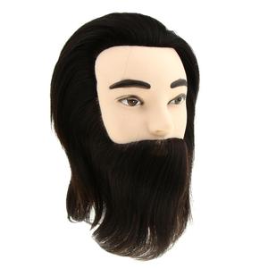 Tête de mannequin pour hommes en cheveux humains 100% réels de couleur noire de 12 pouces, pour salon de coiffure, formation de barbier, coiffure de barbe, mannequin de cosmétologie - Product Image 3