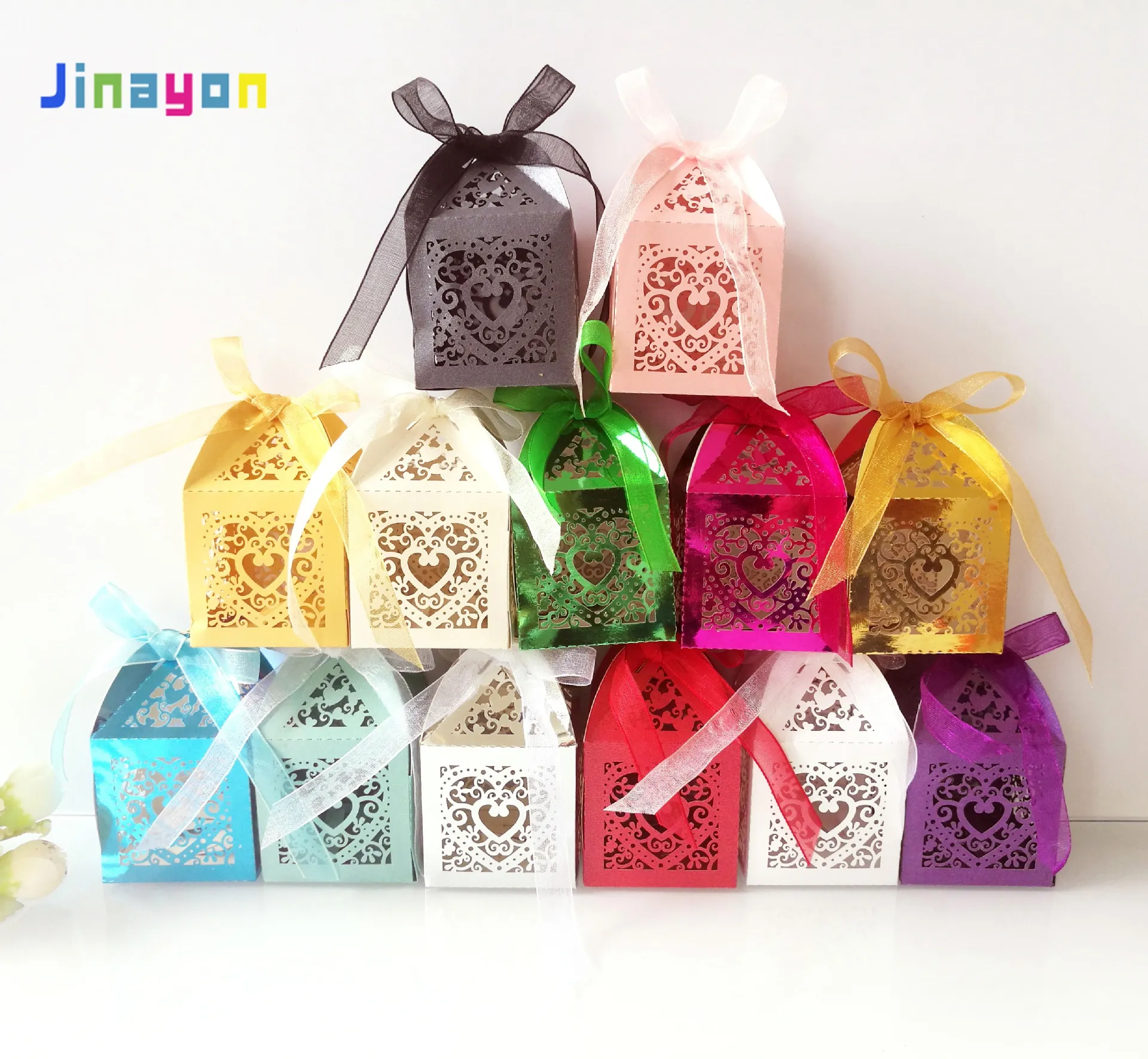 Jinayon в европейском стиле с цветочным принтом «сердечки»; Лазерная резка бумаги подарочная коробка для свадьбы, вечеринки и для упаковки конфет