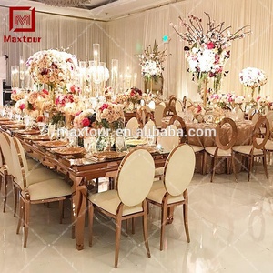 Bộ Bàn Ghế Và Bàn Ăn Bằng Kính Tráng Gương Khung Bằng Thép Không Gỉ Màu Vàng Đám Cưới Lãng Mạn - Product Image 6