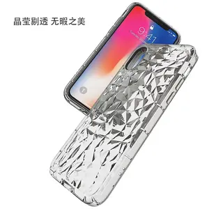 Hot sale luxury crystal diamond pattern transparent phone case for iPhones 6 7 8 Plus X