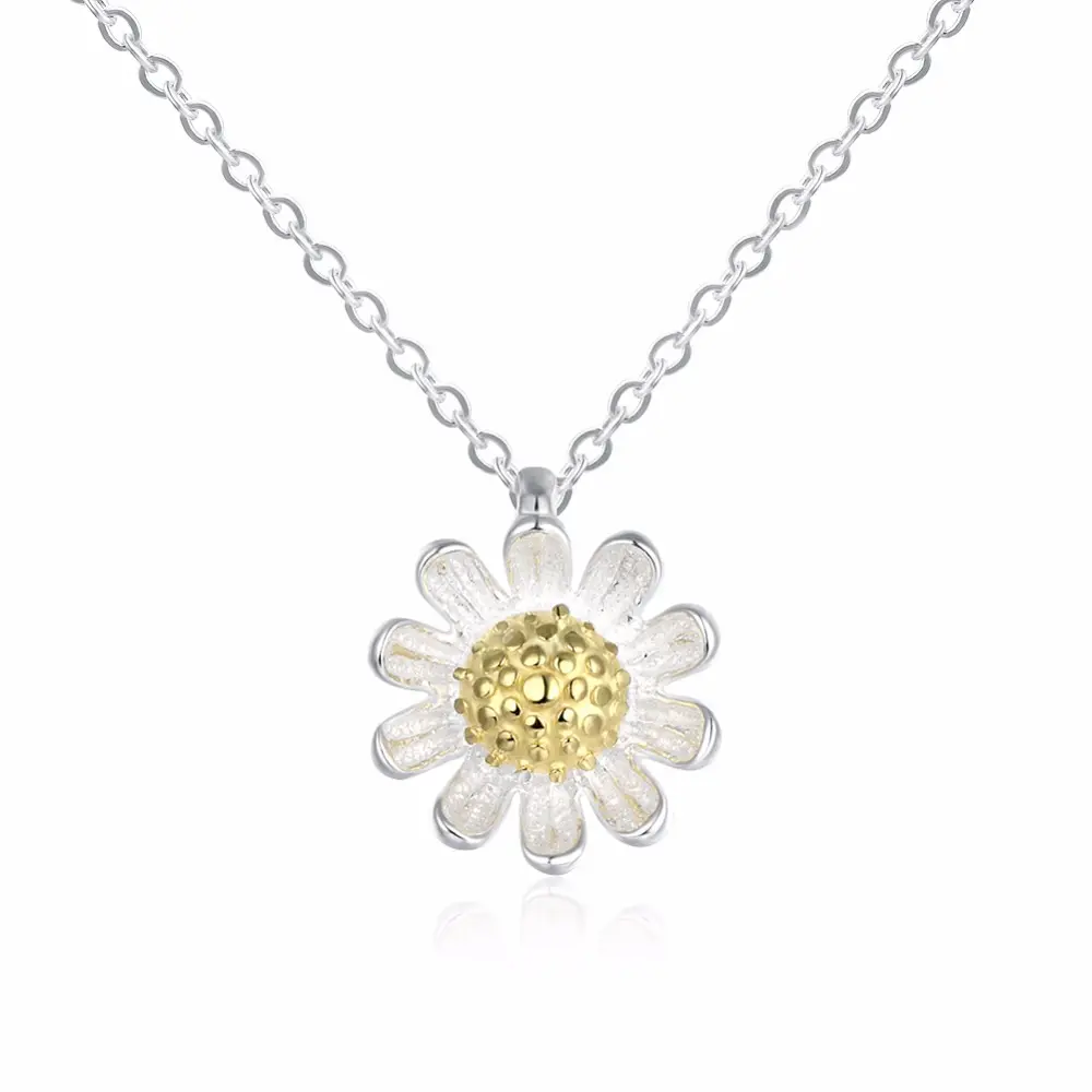 Hot koop daisy zonnebloem hanger ketting 925 sterling zilveren ketting vrouwen ketting