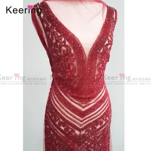 High Quality Wine Red Party Dress Bridal Wedding Dress Rhinestone Applique WDP-064