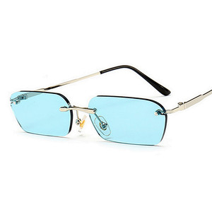 Wholesale Trendy Retro Men Women Square Sun Glasses Red Yellow <strong>Blue</strong> <strong>Lens</strong> Rimless Small Rectangle <strong>Sunglasses</strong> Women - Product Image 5