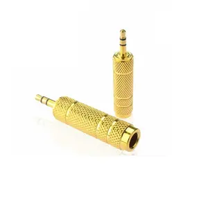 Conversor estéreo, conversor de áudio e microfone banhado a ouro de alta qualidade, 6.5mm fêmea para 3.5mm macho, adaptador para mp3 player cdp md