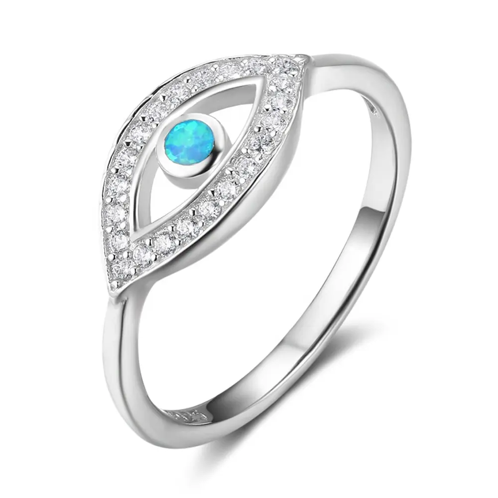 Anel 925 de prata esterlina, pedra de opala, anel para mulheres, olho de devil turco personalizado, jóias de olho de grécia,