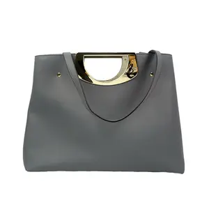 Alibaba china supplier leather metal short handle women bag handbag
