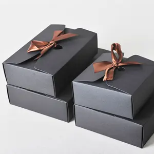 Luxury style craft paper cardboard wedding gift packaging box with ribbon