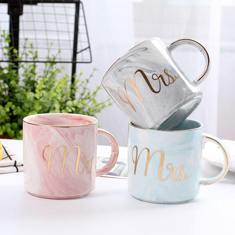 Zogift 14 oz Pour la Mariée et <span class=keywords><strong>le</strong></span> Marié Cadeau De Mariage Café Tasse Mr Mme Couples Camping En Céramique Café Tasse Ensemble - Product Image 6