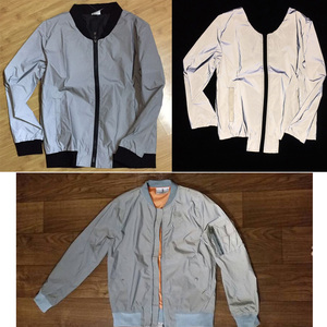 เสื้อแจ็กเก็ตกันลมมีฮู้ดสะท้อนแสงสำหรับขี่มอเตอร์ไซค์กลางแจ้งขี่จักรยานวิ่งกีฬาสีเทาเงินมองเห็นได้ชัดเจน - Product Image 5