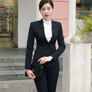 ชุดสูทไม่มีปกกระดุมแถวเดียวทรงสลิมฟิตสำหรับธุรกิจ2ชิ้น - Product Image 4