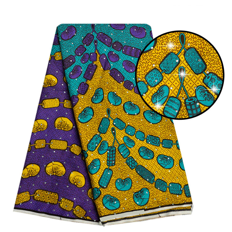 Оптовая продажа, ткань Queency с принтом в виде воска и камня, полиэфирная ткань с африканскими бусинами из Анкары, ткань с принтом