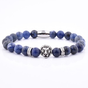 Artisanal <span class=keywords><strong>brésilien</strong></span> D'été Charmes Tête de Lion Sodalite Pierre <span class=keywords><strong>Bracelet</strong></span> Pour Hommes - Product Image 1