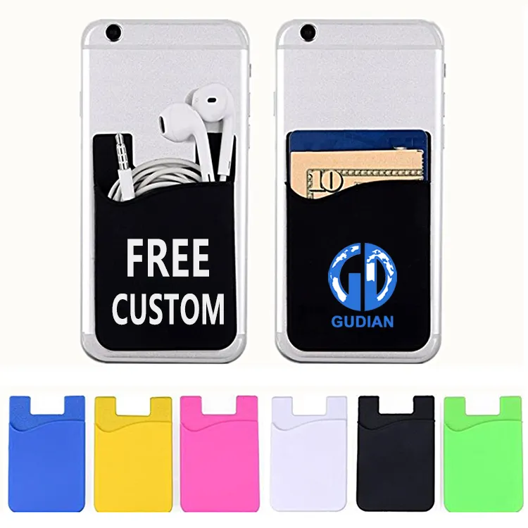 Cheap Cost Custom Logo Card Holder Pocket Sticky Phone Silicone ID Credit Card Holder