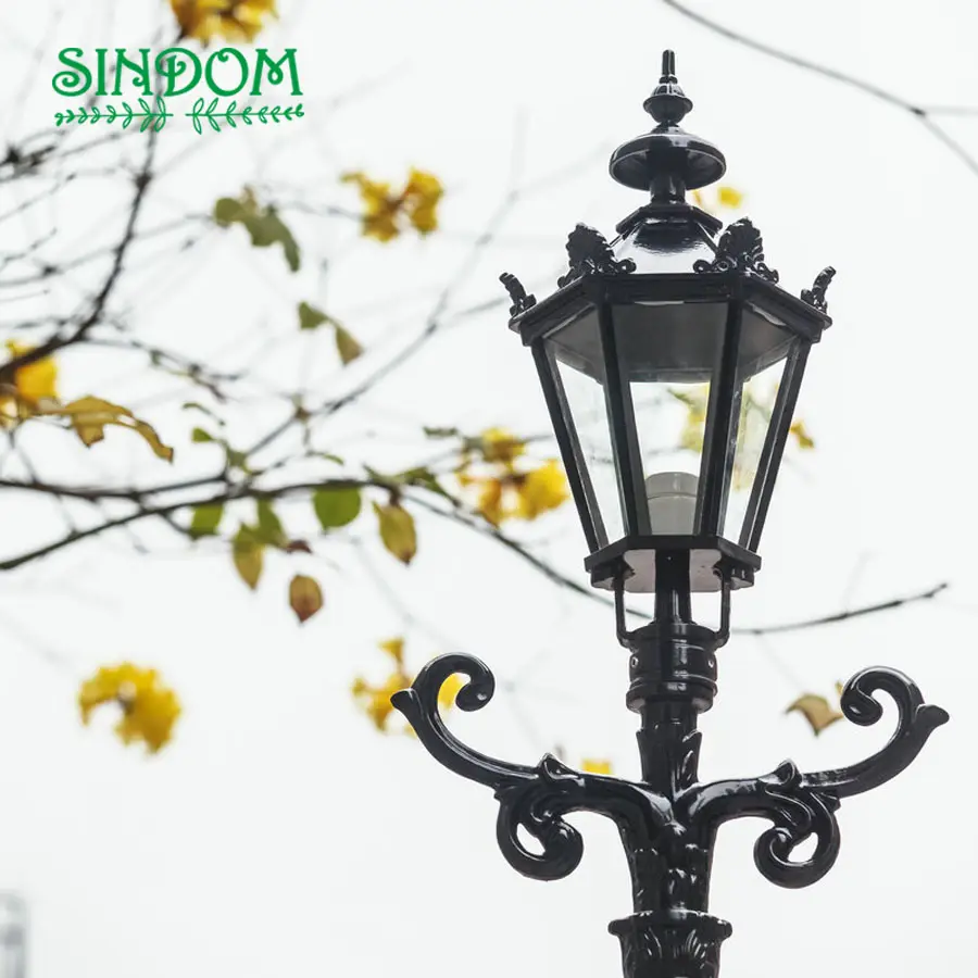 Sindom-Lámparas de pie decorativas para exteriores, poste de calle, Luz